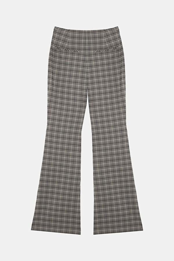 Slim Fit Grey Wide Leg Viscose Women's Trousers 2