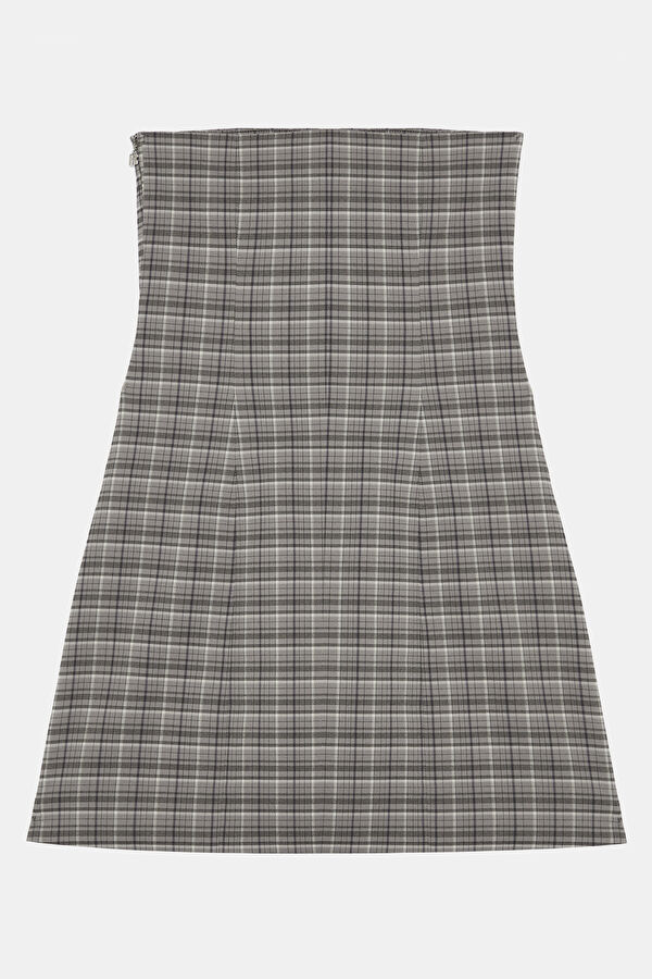 Grey Plaid Mini Women's Dress 5