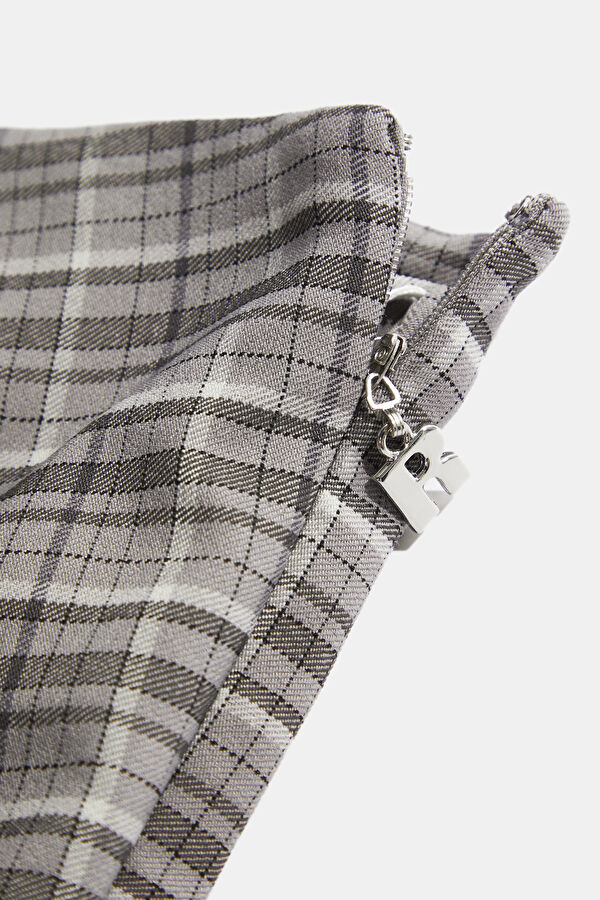 Grey Plaid Mini Women's Dress 7