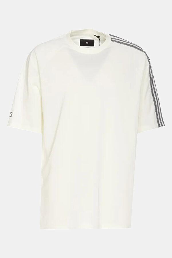 Relax Kalıp Krem Bisiklet Yaka Baskılı T-Shirt