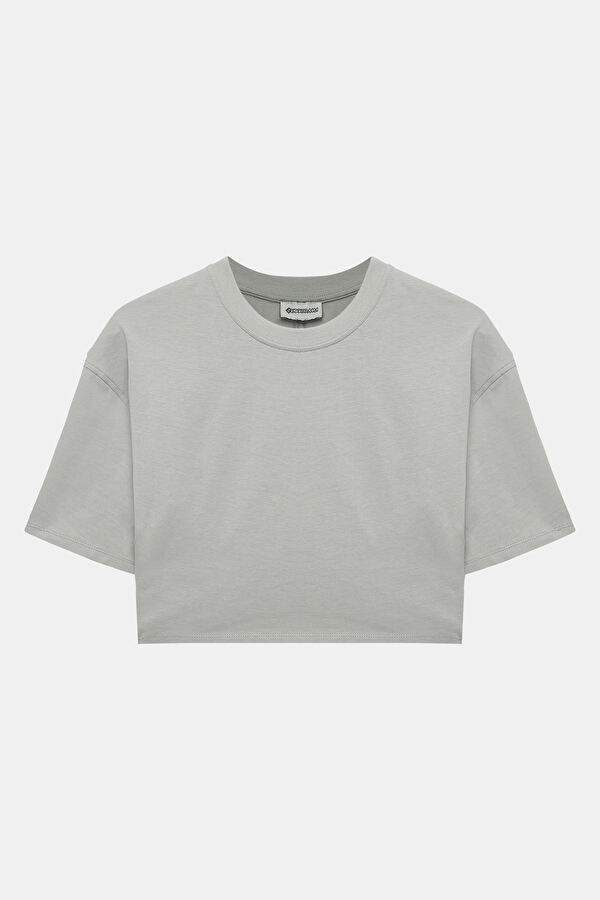 Grey Crew Neck Women's T-Shirt 4