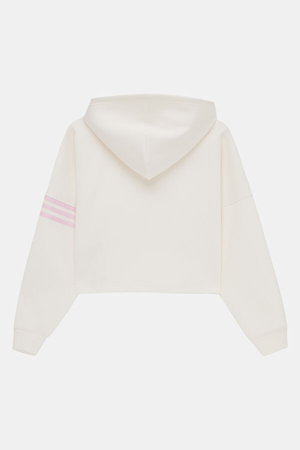 Neucl Beyaz Kapüşonlu Sweatshirt 2