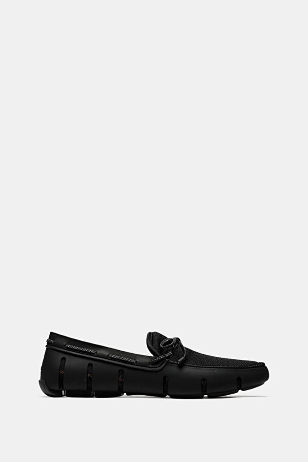 Braided Lace Loafer Black Shoes