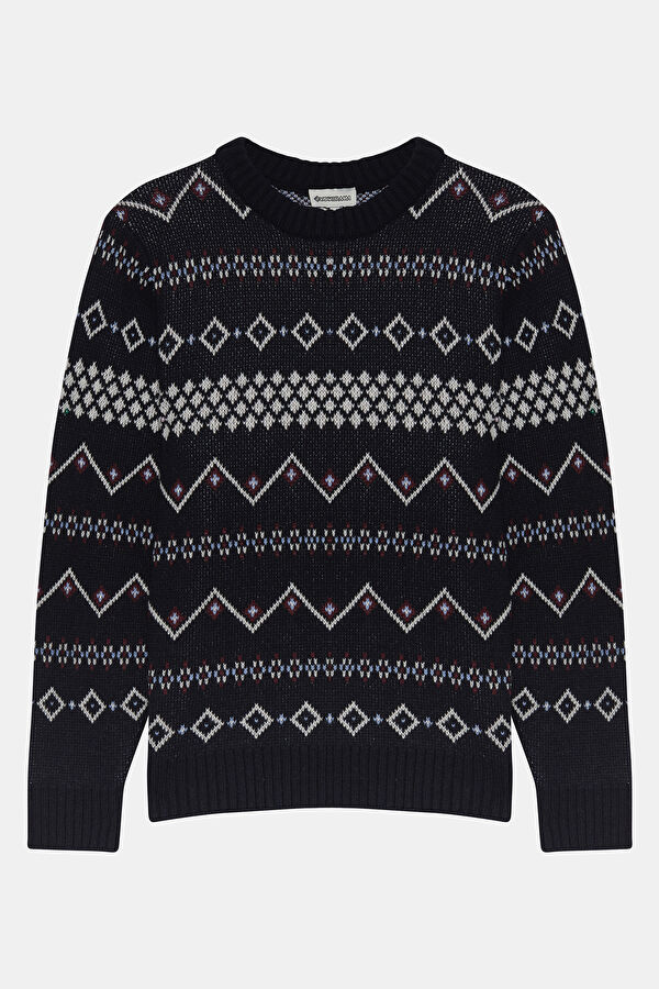 Colorful Patterned Wool Knit Women's Sweater