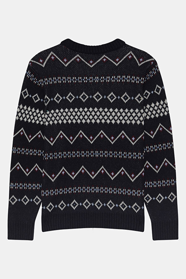 Colorful Patterned Wool Knit Women's Sweater 2