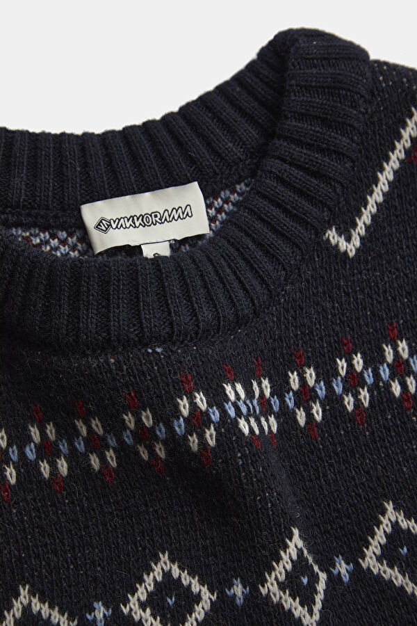 Colorful Patterned Wool Knit Women's Sweater 3