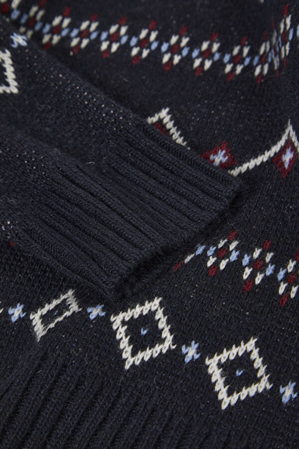Colorful Patterned Wool Knit Women's Sweater 4