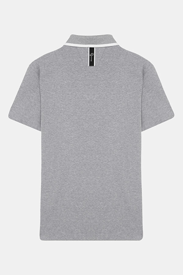 Gri Melanj Polo Yaka Erkek T-Shirt 2