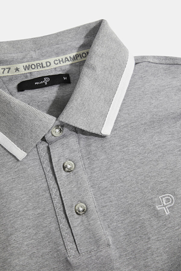 Gri Melanj Polo Yaka Erkek T-Shirt 3
