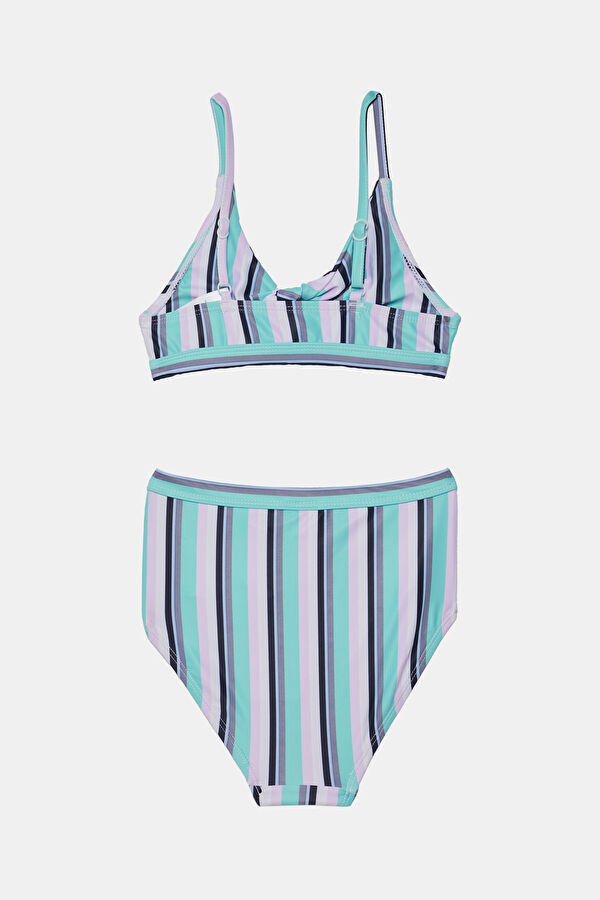 Mavi Çizgili Desenli Çocuk Bikini 2