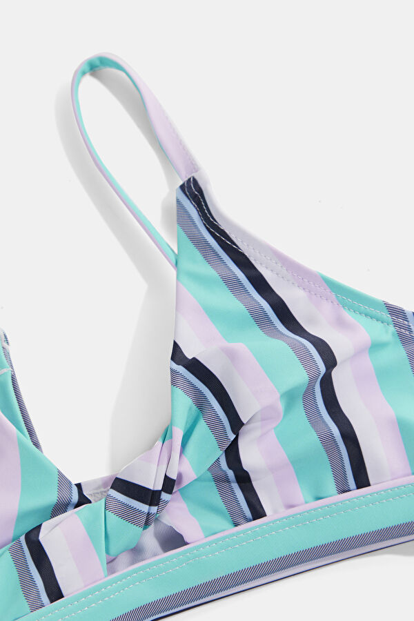Mavi Çizgili Desenli Çocuk Bikini 4