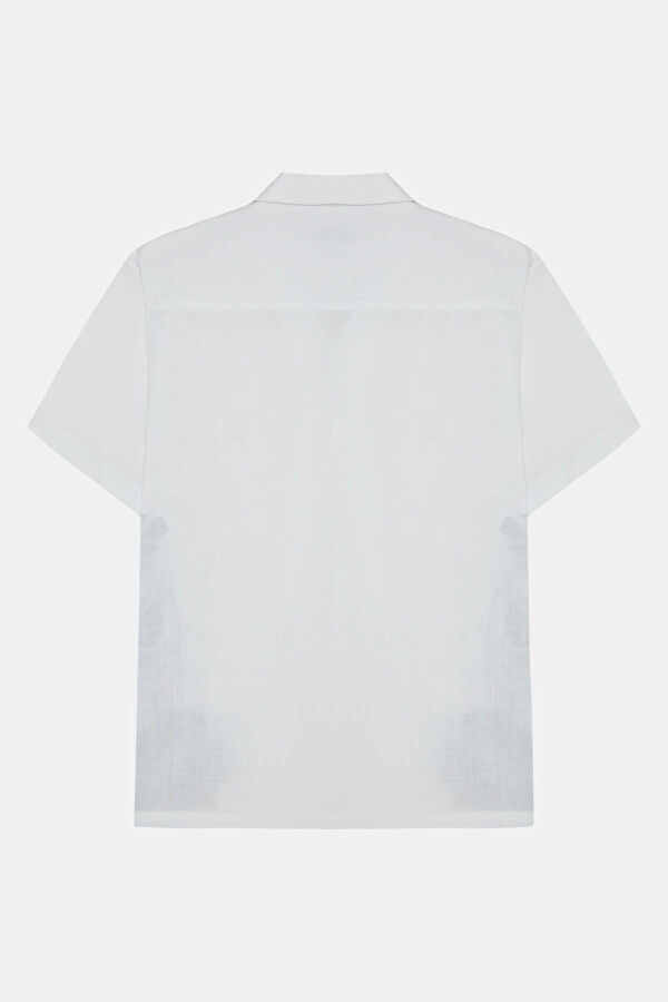 White Patterned Resort Collar Shirt 2