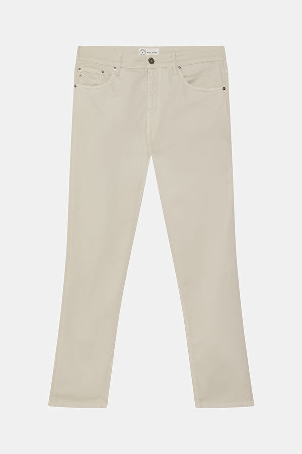 Ekru Boru Paça Koton Jean Erkek Pantolon