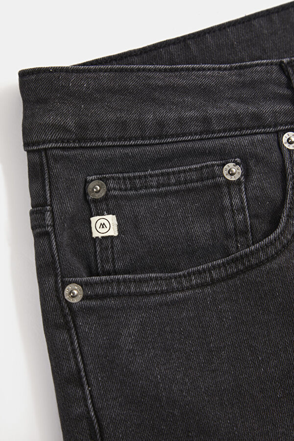 Siyah Boru Paça Koton Jean Pantolon 4