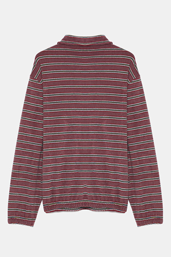 Mor Relax Kalıp V Yaka Erkek Sweatshirt 2