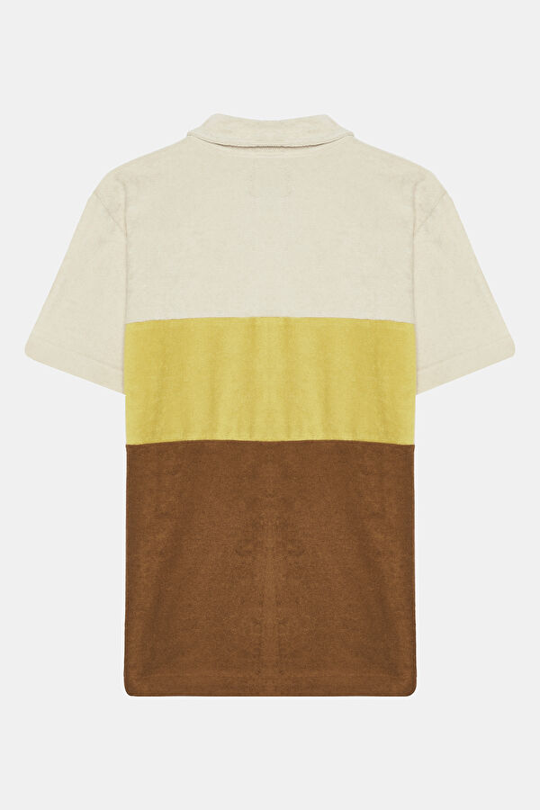 Relax Kalıp Kahve Polo Yaka Diagonal Çizgili Erkek T-Shirt 2