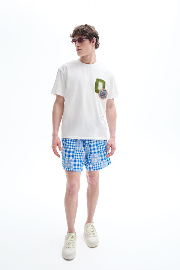 Blue Patterned Men's Shorts