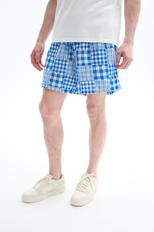 Blue Patterned Men's Shorts 2