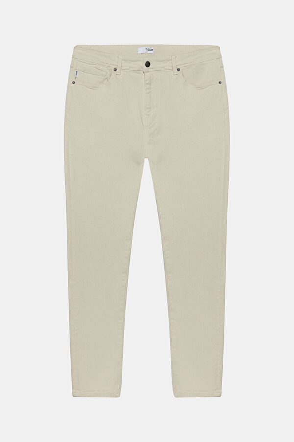 Off-white slim-fit jeans for men. 4