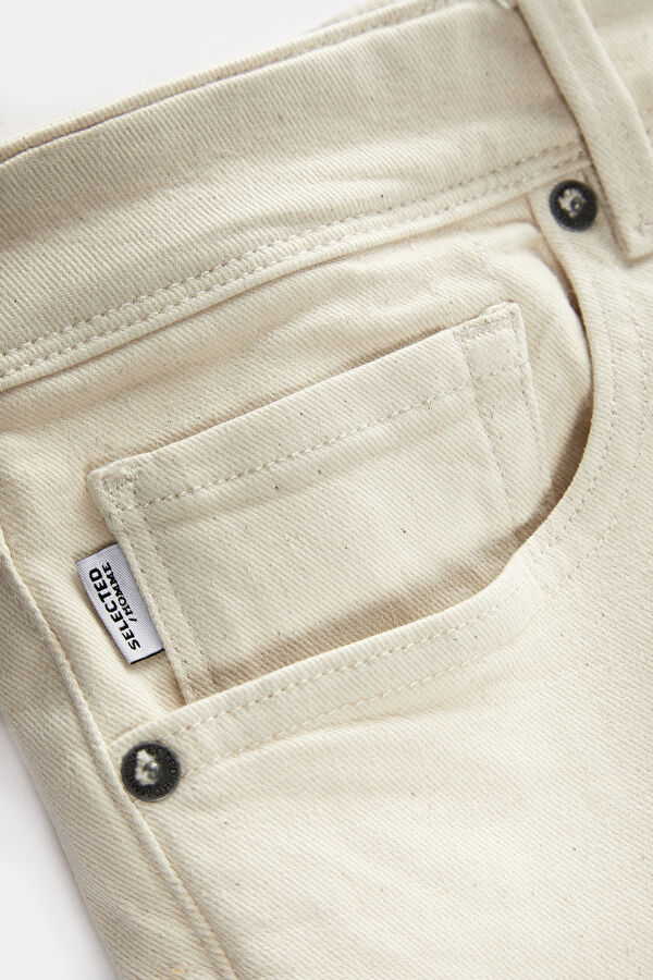 Off-white slim-fit jeans for men. 7