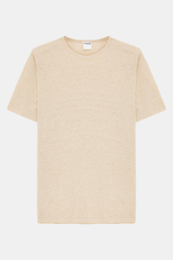 Bej Bisiklet Yaka Erkek T-Shirt