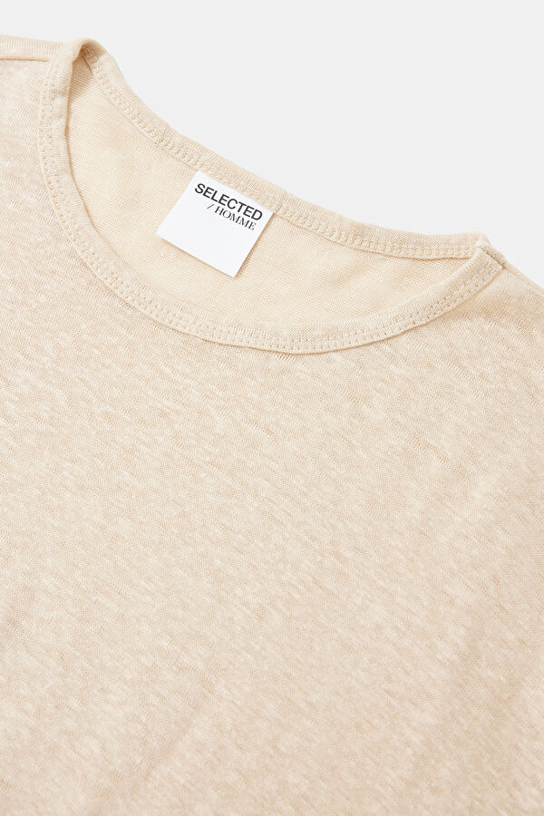 Bej Bisiklet Yaka Erkek T-Shirt 3