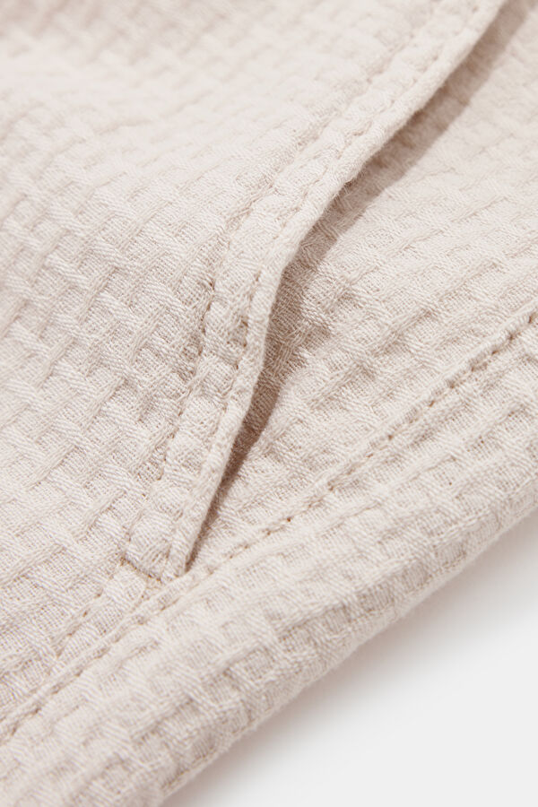 Ecru Striped Patterned Organic Cotton Shorts 4
