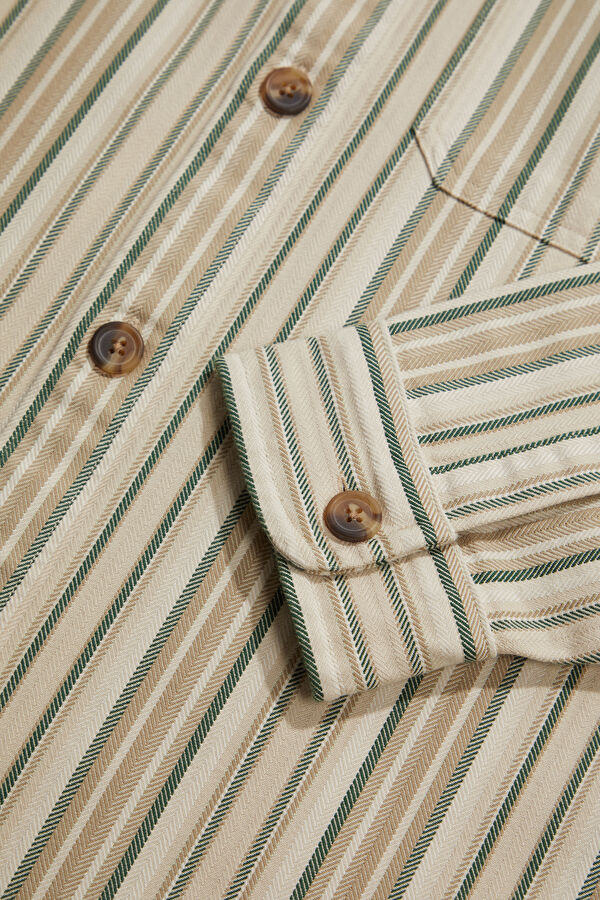 Cream Floral Pattern Retro Men's Shirt 4