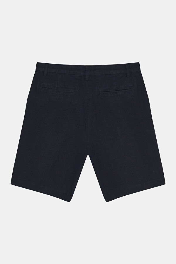 Navy Blue Linen Men's Shorts 2