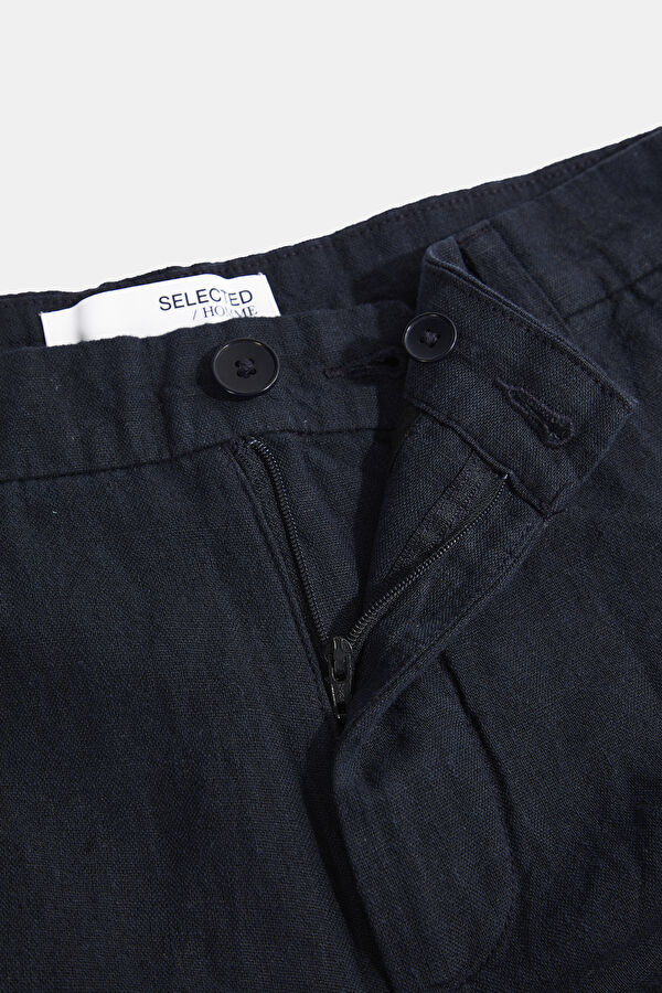 Navy Blue Linen Men's Shorts 3