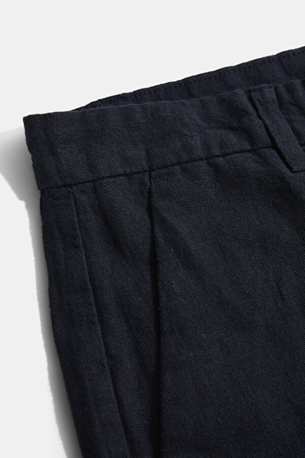 Navy Blue Linen Men's Shorts 4