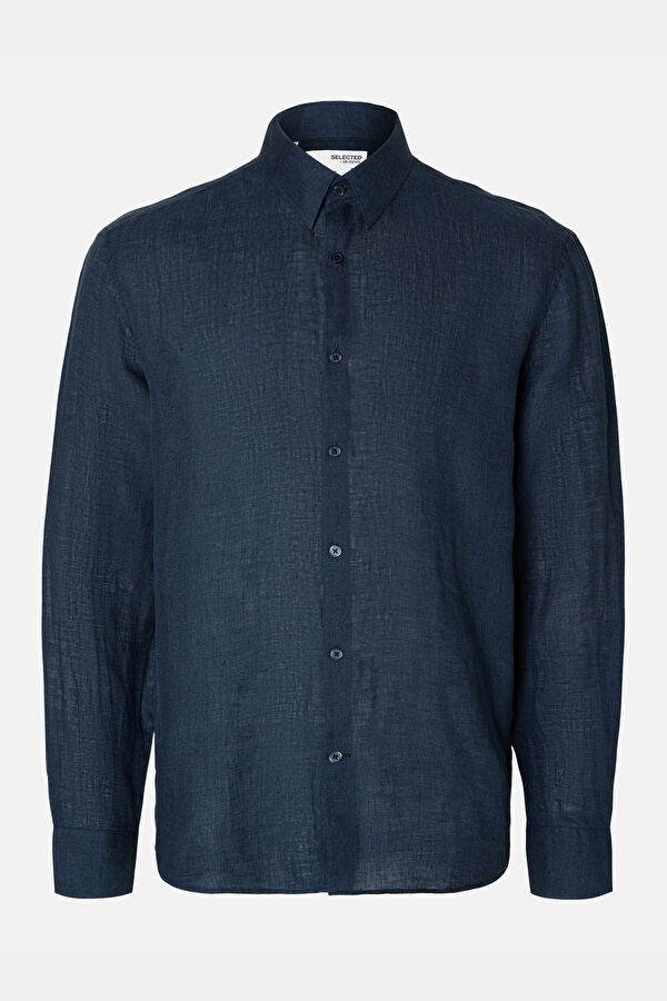 Navy Linen Men's Shirt