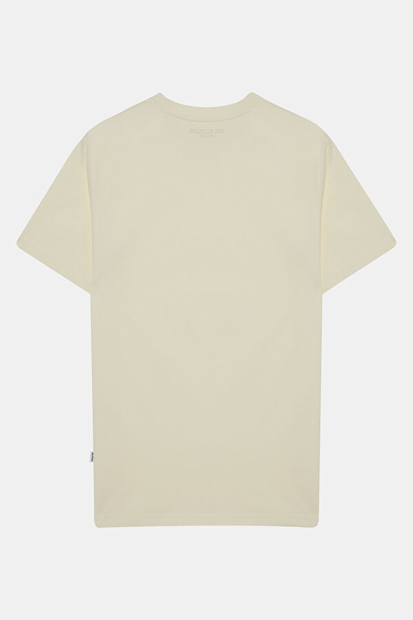 Krem Bisiklet Yaka T-Shirt 2
