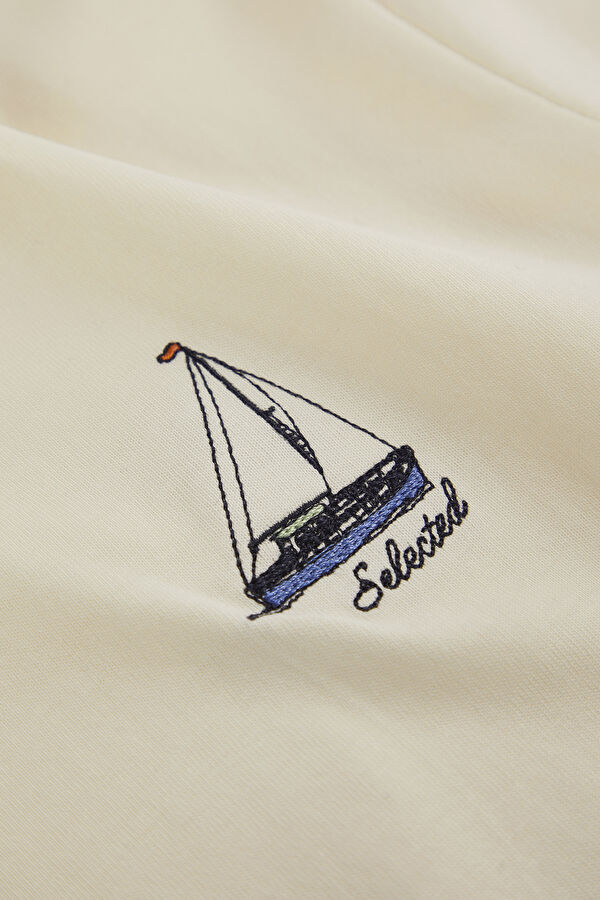 Krem Bisiklet Yaka T-Shirt 5