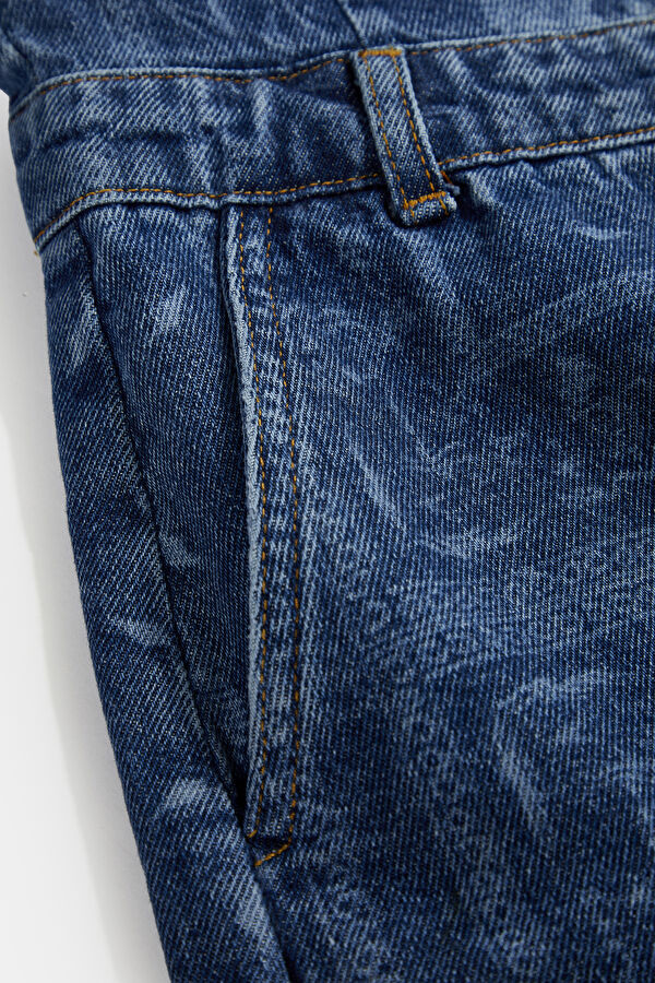 Dark Blue Patterned Buttoned Denim Women's Jumpsuit 6