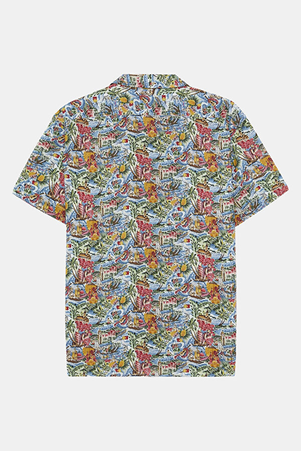 Multicolored Floral Patterned Linen Men's Shirt 2
