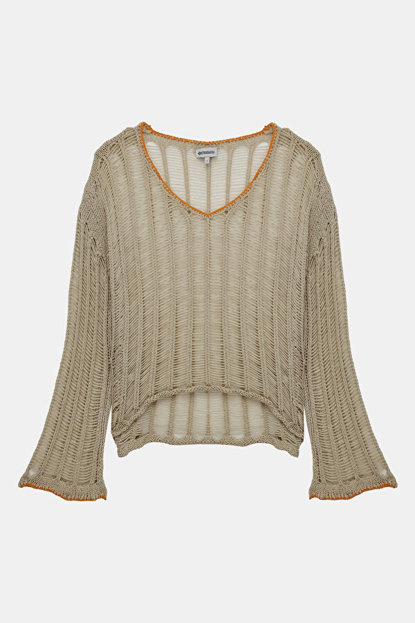 Relax Fit Beige Boat Neck Jersey 4