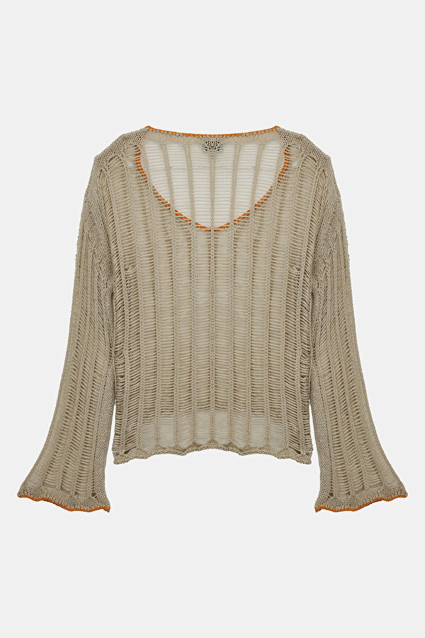 Relax Fit Beige Boat Neck Jersey 5