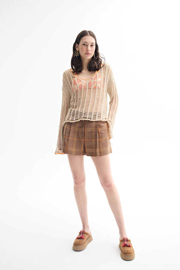 Relax Fit Beige Boat Neck Jersey 2