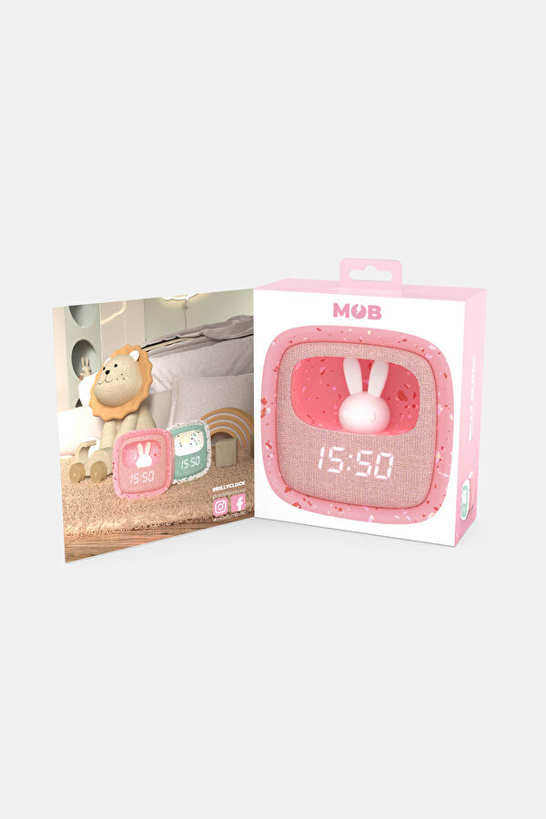 Pembe Terazzo Tavşan Masaüstü Saati 4