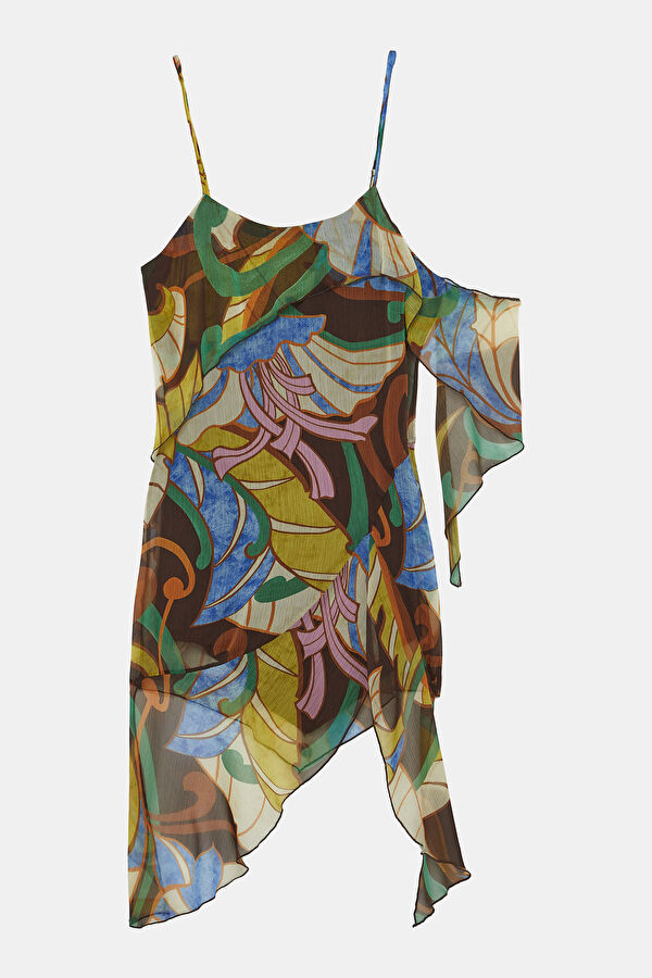 Colorful Patterned Short Women's Dress