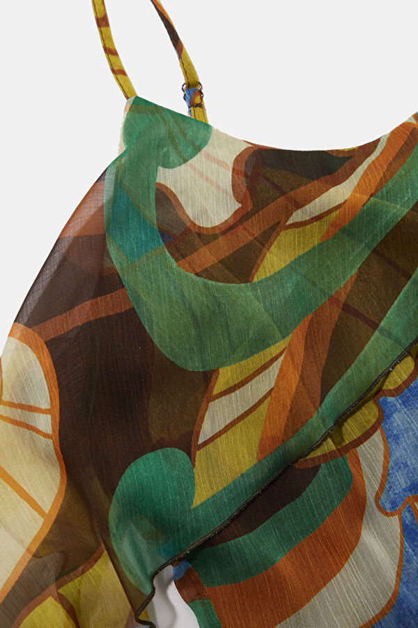 Colorful Patterned Short Women's Dress 3