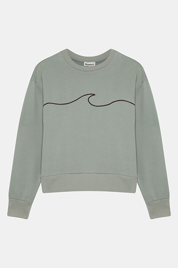 Mavi Bisiklet Yaka Kadın Sweatshirt