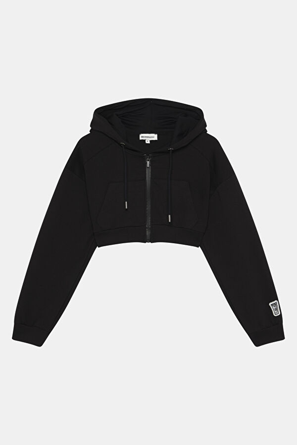 Siyah Kapüşonlu Sweatshirt