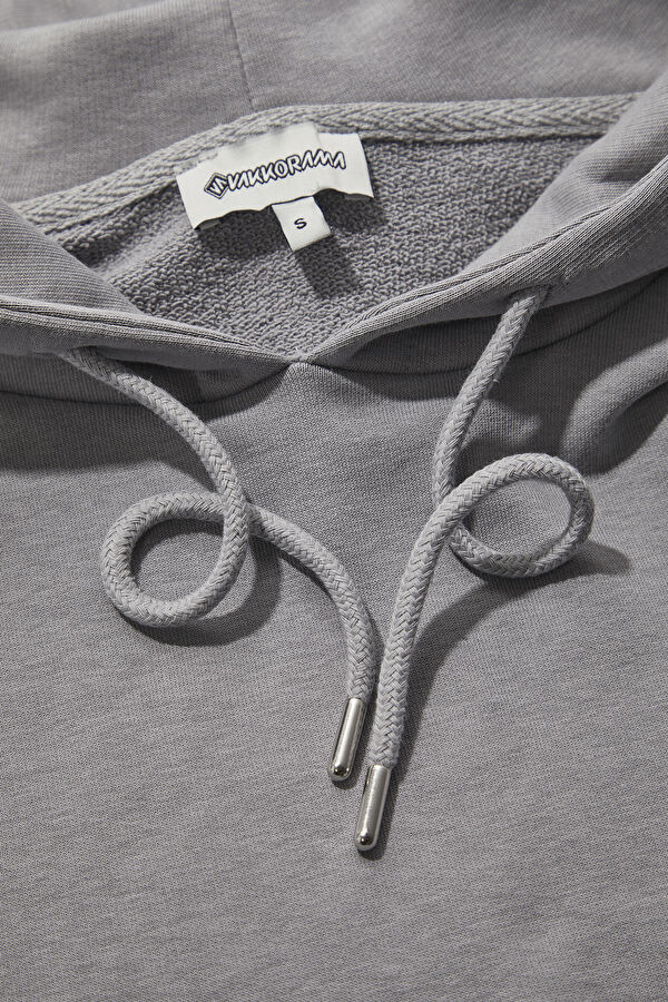 Grey Hooded Women's Sweatshirt 5