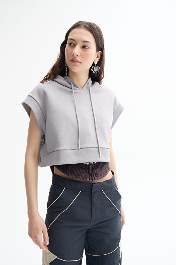 Grey Hooded Women's Sweatshirt