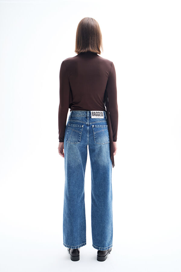 Relax Fit Blue Wide Leg Women's Trousers 2