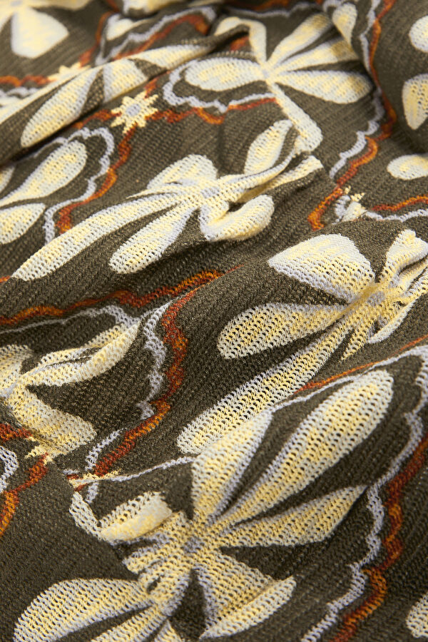 Khaki Floral Pattern Women's Blouse 6