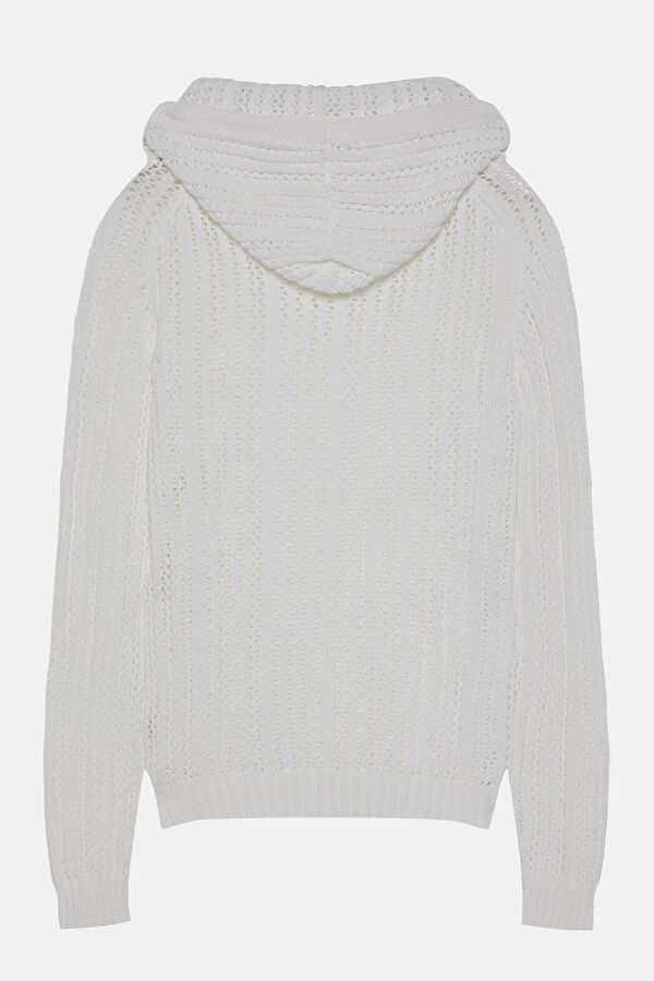 Beyaz Kapuşonlu Erkek Sweatshirt 2