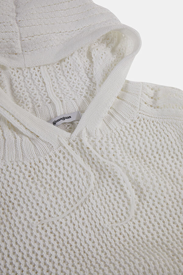 Beyaz Kapuşonlu Erkek Sweatshirt 3